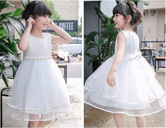 Girls Mesh Pearls Dress