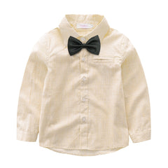 Boys Gentleman Bow Tie Shirts + Suspender Pants