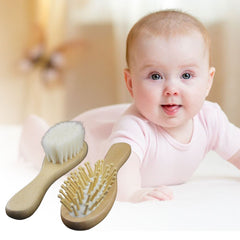 2 Pcs Baby Wooden Hairbrush