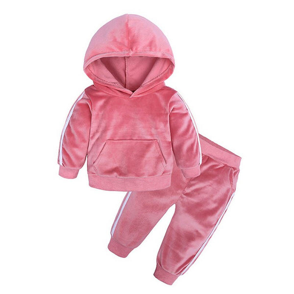 2Pcs  Baby Girl Hooded Tops + Long Outfits