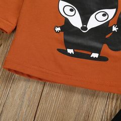 2 Pcs Baby Boys Fox Tops and Pants Set