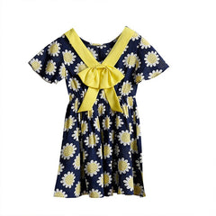 Sunflower Bowknot Baby Girl Summer Dress