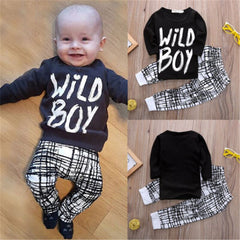 2 Pcs "WILD BOY" Baby Boys Tops+Pants Outfits