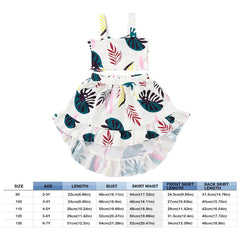 2 Pcs/set Girls Summer Leaf Tops + Skirt