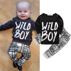 2 Pcs "WILD BOY" Baby Boys Tops+Pants Outfits