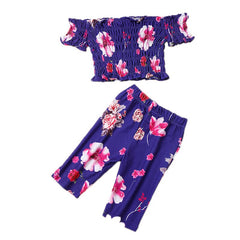 2 Pcs Girls Floral T-Shirt + Pants