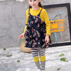 2PCS/Set Girls T-shirt + Floral Belt Skirt