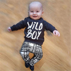 2 Pcs "WILD BOY" Baby Boys Tops+Pants Outfits