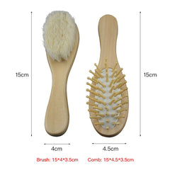 2 Pcs Baby Wooden Hairbrush