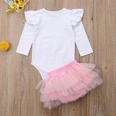 2 Pcs Baby Girls Romper + Tutu Skirt