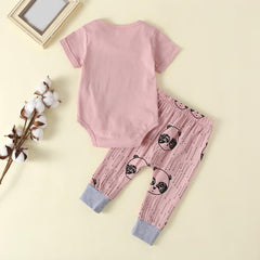 2 Pcs "MAMAS GIRL" Baby Girl Romper + Pants Suit