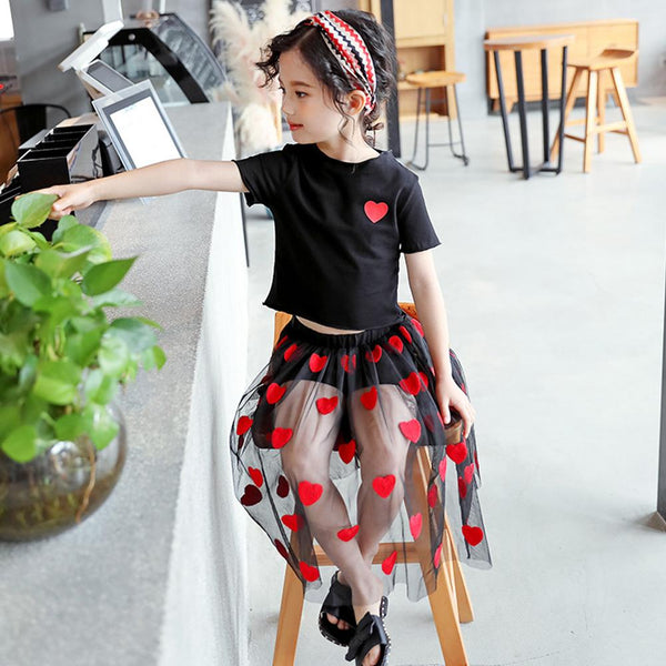 Girls Heart T-Shirt + Skirt