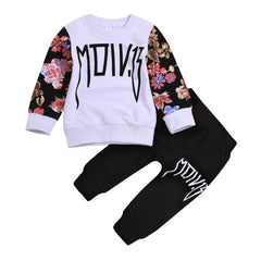 2 Pcs Boys Floral Sweatshirt + Pants