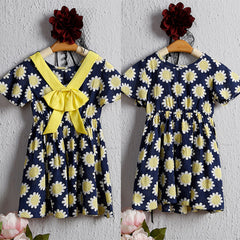 Sunflower Bowknot Baby Girl Summer Dress