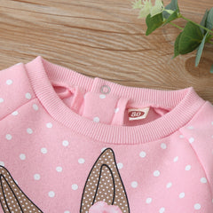 2Pcs Deer Pink Top + Skirt