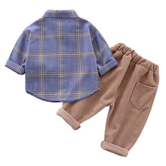 0-5 Years Boys Plaid Pattern Shirt + Trousers