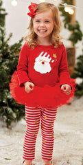 2PCS Baby Girls Xmas Tops Dress + Pants Sets